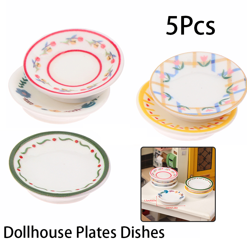 Model Kitchen Set - 5 Stuks 1/12 Poppenhuis Mini Platen